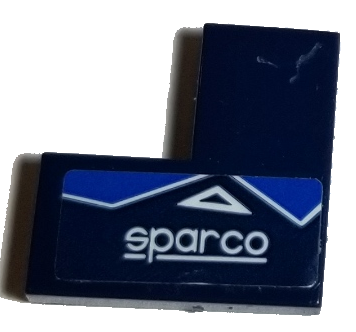 14719pb003R - Tile 2 x 2 Corner with 'sparco' and Blue and White Triangles Pattern Model Right Side (Sticker) - Set 75885
