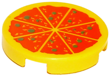 14769pb011 - Tile, Round 2 x 2 with Bottom Stud Holder with Pizza Pattern