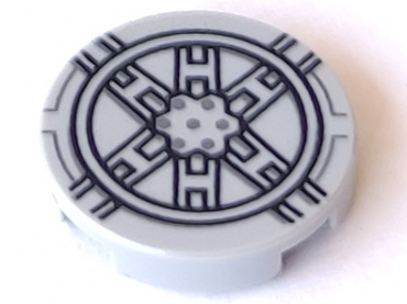 14769pb025 - Tile, Round 2 x 2 with Bottom Stud Holder with Black SW Tie Fighter Pattern