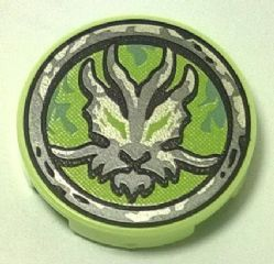14769pb057 - Tile, Round 2 x 2 with Bottom Stud Holder with Airjitzu Ghost Symbol Pattern