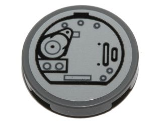 14769pb146 - Tile, Round 2 x 2 with Bottom Stud Holder with SW AT-ST Hatch Pattern 1 (Sticker) - Set 75153