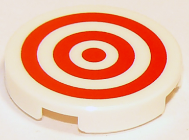 14769pb186 - Tile, Round 2 x 2 with Bottom Stud Holder with Red Circles Pattern