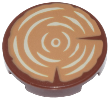 14769pb196 - Tile, Round 2 x 2 with Bottom Stud Holder with Tree Stump / Wood Grain Pattern