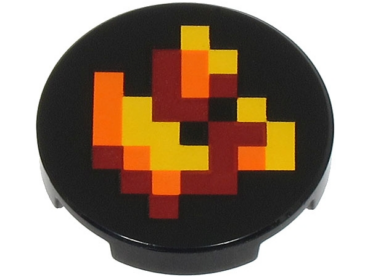 14769pb205 - Tile, Round 2 x 2 with Bottom Stud Holder with Pixelated Fire Pattern