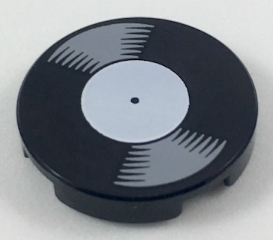 14769pb208 - Tile, Round 2 x 2 with Bottom Stud Holder with Vinyl Record with White Label Pattern