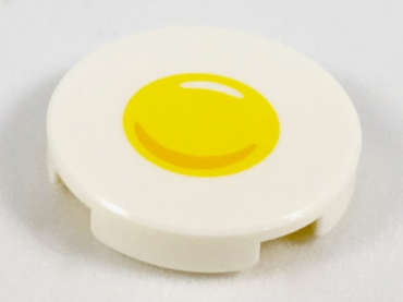 14769pb210 - Tile, Round 2 x 2 with Bottom Stud Holder with Egg Yolk Pattern