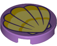 14769pb227 - Tile, Round 2 x 2 with Bottom Stud Holder with Scallop Shell Pattern