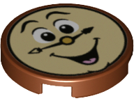 14769pb234 - Tile, Round 2 x 2 with Bottom Stud Holder with Laughing Clock Face Pattern (Cogsworth)