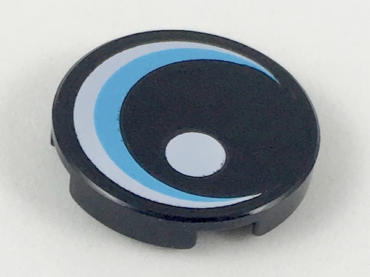 14769pb242 - Tile, Round 2 x 2 with Bottom Stud Holder with Large Eye with White Glint and Medium Azure Iris Pattern