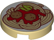 14769pb274 - Tile, Round 2 x 2 with Bottom Stud Holder with Spaghetti Meatballs Pattern