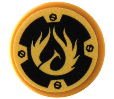 14769pb281 - Tile, Round 2 x 2 with Bottom Stud Holder with Gold Phoenix Pattern (Sticker) - Set 70665