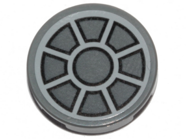 14769pb293 - Tile, Round 2 x 2 with Bottom Stud Holder with Dark Bluish Gray Fan Pattern (Sticker) - Sets 75105 / 75257
