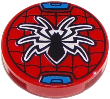 14769pb296 - Tile, Round 2 x 2 with Bottom Stud Holder with Black Spider and Web Pattern