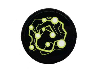 14769pb309 - Tile, Round 2 x 2 with Bottom Stud Holder with Lime Energy Pattern (Sticker) - Set 70418