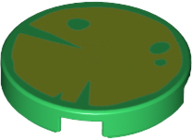 14769pb455 - Tile, Round 2 x 2 with Bottom Stud Holder with Lime Lily Pad Pattern