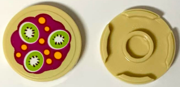 14769pb518 - Tile, Round 2 x 2 with Bottom Stud Holder with Yellow Spots and 3 Kiwi Fruit Slices Pattern (Sticker) - Set 41033