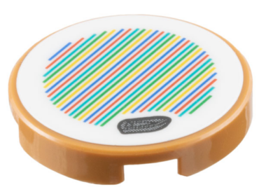 14769pb617 - Tile, Round 2 x 2 with Bottom Stud Holder with Super Mario Scanner Code Boat Pattern (Sticker) - Set 71422