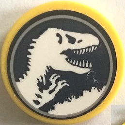 14769pb624 - Tile, Round 2 x 2 with Bottom Stud Holder with Jurassic World Logo Pattern (Sticker) - Set 75938