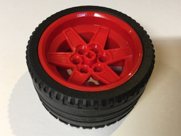 15038c04 - Wheel 56mm D. x 34mm Technic Racing Medium, 6 Pin Holes with Black Tire 68.8 x 36 ZR (15038 / 44771)