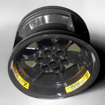 15038pb02 - Wheel 56mm D. x 34mm Technic Racing Medium, 6 Pin Holes with Yellow 'FIRM GRIPP' Pattern (3 Stickers) - Set 42039