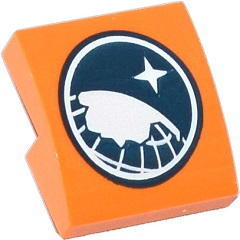 15068pb004 - Slope, Curved 2 x 2 x 2/3 with Dark Blue and White Arctic Explorer Logo Pattern