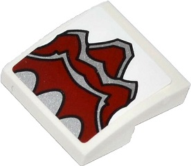 15068pb014 - Slope, Curved 2 x 2 x 2/3 with Silver and Dark Red Paw Pattern (Sticker) - Set 70127