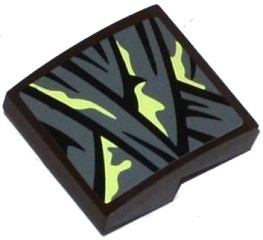 15068pb051 - Slope, Curved 2 x 2 x 2/3 with Dark Bluish Gray Wrappings with Yellowish Green Stains Pattern (Sticker) - Set 70737