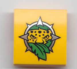 15068pb111 - Slope, Curved 2 x 2 x 2/3 with Leopard Head and Leaves Pattern