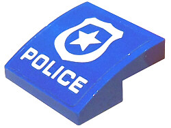 15068pb162 - Slope, Curved 2 x 2 x 2/3 with White Police Badge and 'POLICE' Pattern (Sticker) - Set 60176