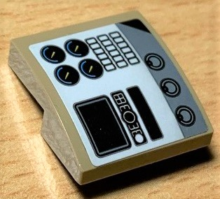 15068pb297 - Slope, Curved 2 x 2 x 2/3 with Gauges and Buttons Truck Control Panel Pattern (Sticker) - Set 42078