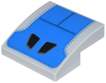 15068pb464 - Slope, Curved 2 x 2 x 2/3 with Black Headrest Shapes on Blue Seat Panels with Stitching Pattern