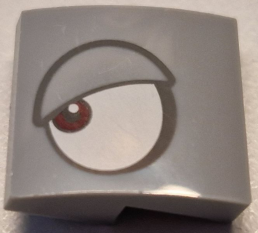 15068pb506L - Slope, Curved 2 x 2 x 2/3 with White Eye, Dark Red Pupil and Dark Bluish Gray Outlined Eyelid Pattern Model Left Side (Super Mario Rambi)