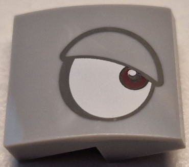 15068pb506R - Slope, Curved 2 x 2 x 2/3 with White Eye, Dark Red Pupil and Dark Bluish Gray Outlined Eyelid Pattern Model Right Side (Super Mario Rambi)