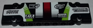 15458pb013 - Technic, Panel Plate 3 x 11 x 1 with Sponsorship Logos on Black, Lime, Red and White Pattern (Sticker) - Set 42065