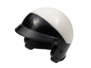 15851pb01 - Minifigure, Headgear Helmet Motorcycle Open Face, with Visor and White Top Pattern