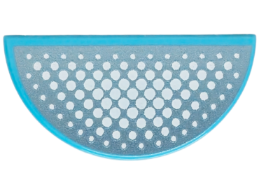 1748pb008 - Tile, Round 1 x 2 Half with White Gradient Dots on Metallic Light Blue Background Pattern