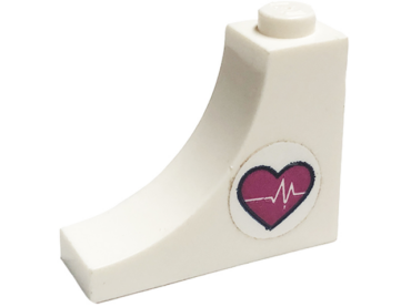 18653pb002L - Arch 1 x 3 x 2 Inverted with Magenta Heart and Heart Beat Pattern Model Left Side (Sticker) - Set 41318