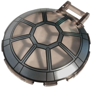 18675pb23 - Dish 6 x 6 Inverted with Bar Handle with SW 8 Spoke Silver and Black Frame TIE Interceptor Cockpit Pattern