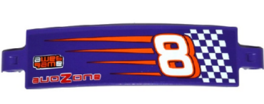 18944pb004R - Technic, Panel Curved 3 x 13 with Number 8, 'game', 'Zone' and Dark Purple and White Checkered Pattern Model Right Side (Sticker) - Set 42048