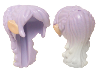 19206pb01 - Mini Doll, Hair Long Tapered in Back with Braids, White Tips, Bangs and Light Nougat Elves Ears Pattern