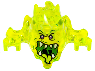 19861pb02 - Minifigure, Headgear Mask Ninjago Skreemer with Dark Purple Eyes and Mouth Open with White Pointed Teeth and Yellowish Green Tongue Pattern