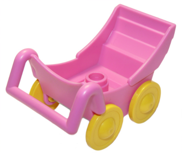 2147c01 - Duplo Stroller / Baby Carriage / Pram with Thin Yellow Wheels