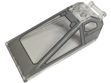 21849pb09 - Windscreen 8 x 4 x 2 with 2 Studs and Bar Handle with Light Bluish Gray Cockpit Window Frames with Dark Bluish Gray Lines Pattern