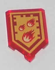 22385pb008 - Tile, Modified 2 x 3 Pentagonal with Nexo Power Shield Pattern - Incinerate
