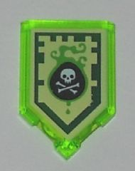 22385pb009 - Tile, Modified 2 x 3 Pentagonal with Nexo Power Shield Pattern - Venom Bite
