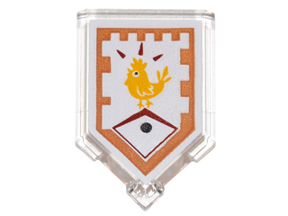 22385pb014 - Tile, Modified 2 x 3 Pentagonal with Nexo Power Shield Pattern - Chicken Power