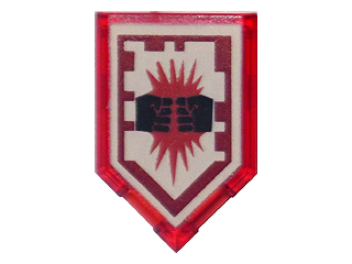 22385pb019 - Tile, Modified 2 x 3 Pentagonal with Nexo Power Shield Pattern - Charging Attack