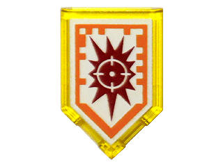 22385pb025 - Tile, Modified 2 x 3 Pentagonal with Nexo Power Shield Pattern - Target Blaster