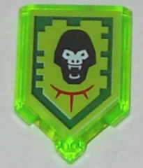 22385pb058 - Tile, Modified 2 x 3 Pentagonal with Nexo Power Shield Pattern - Gorilla Roar