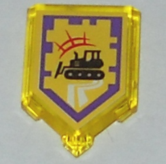 22385pb060 - Tile, Modified 2 x 3 Pentagonal with Nexo Power Shield Pattern - Bulldozer